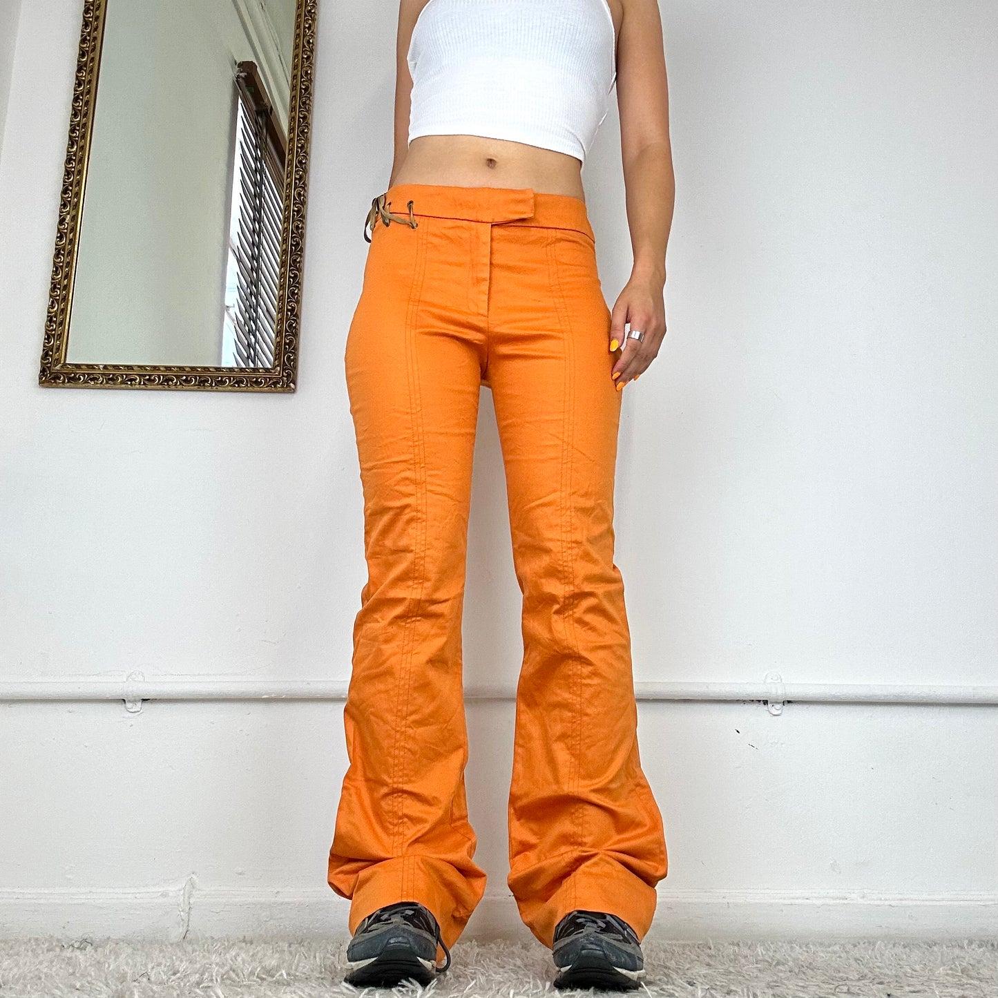 00's guess flared orange trousers