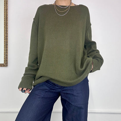 baggy khaki knit jumper by tommy hilfiger