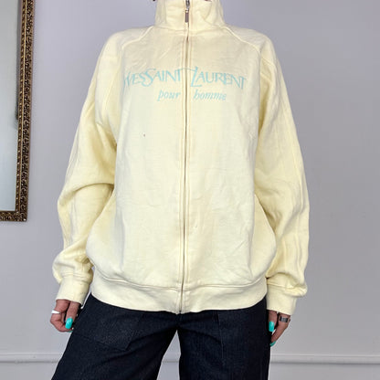 yellow yves saint laurent zip up jumper