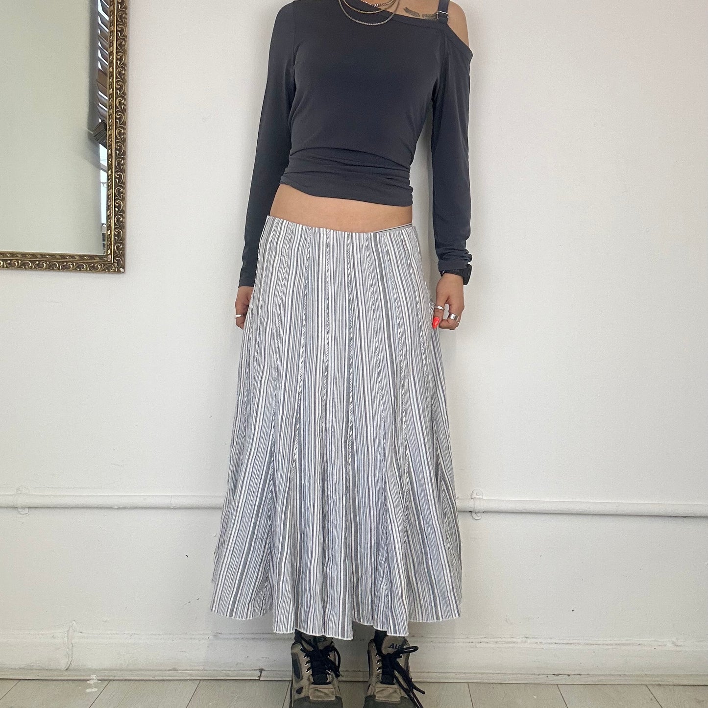 2000’s pinstripe linen maxi skirt