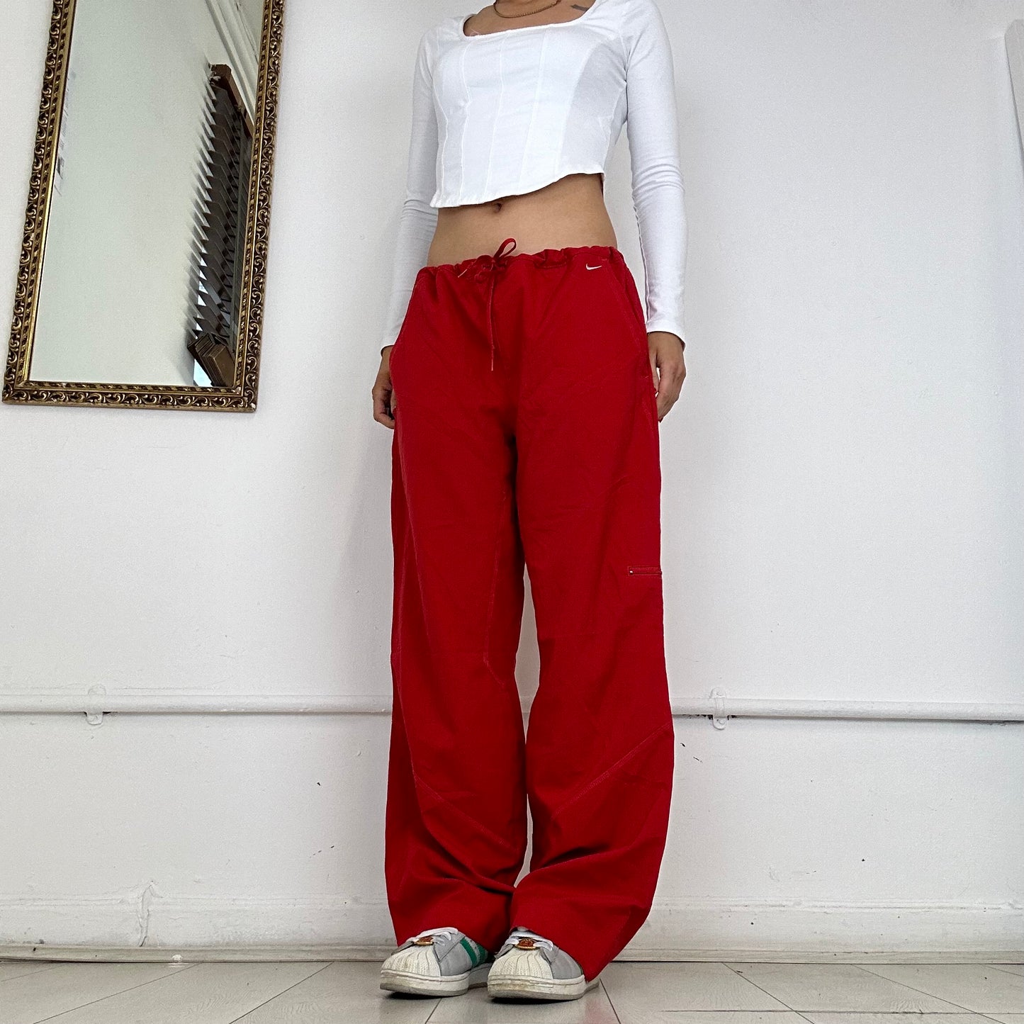 red vintage nike tracksuit bottoms