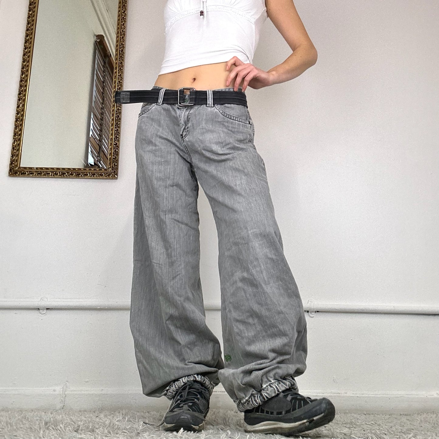 90's grey baggy cuffed jeans