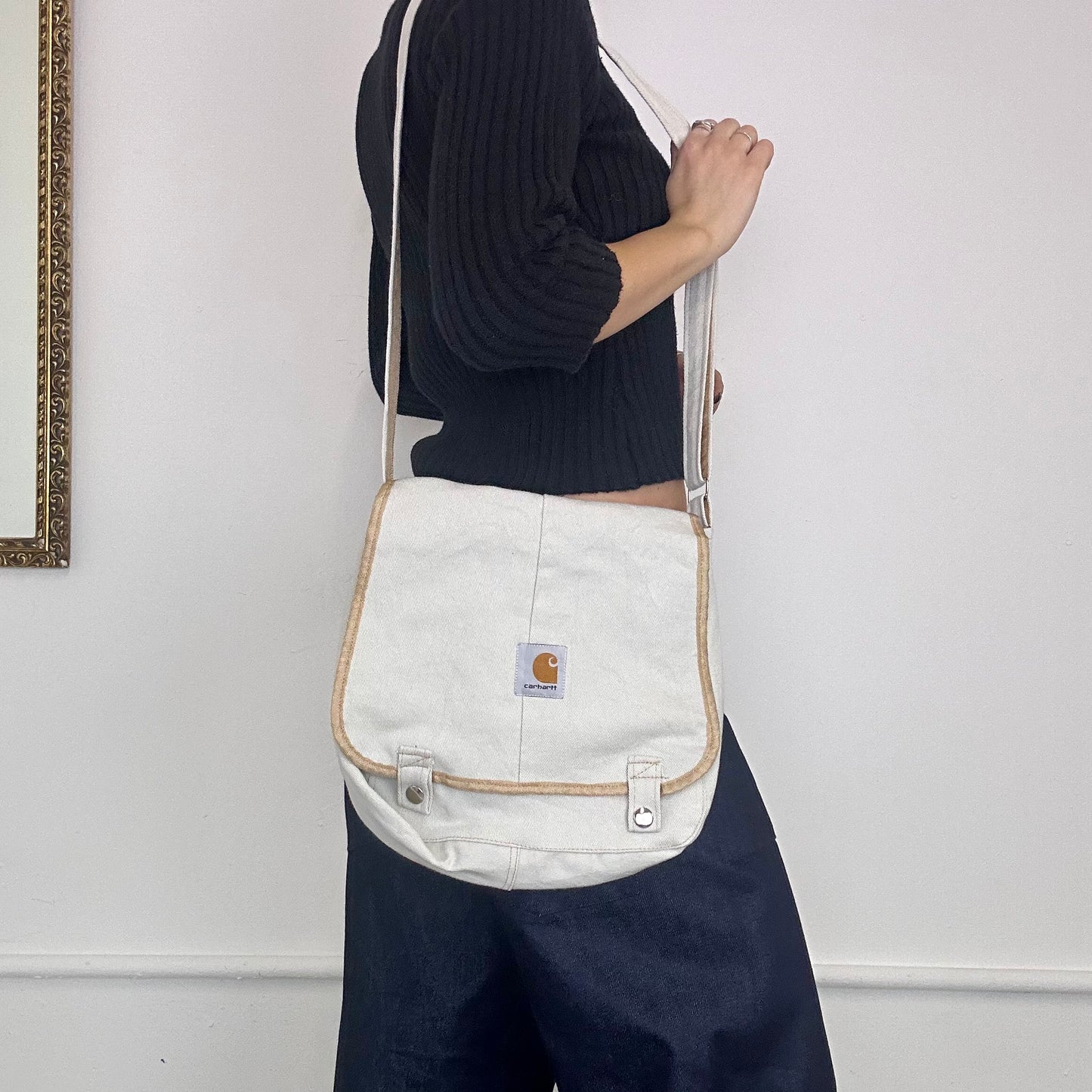 cream carhartt crossbody bag