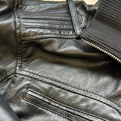 vintage black oversized leather jacket