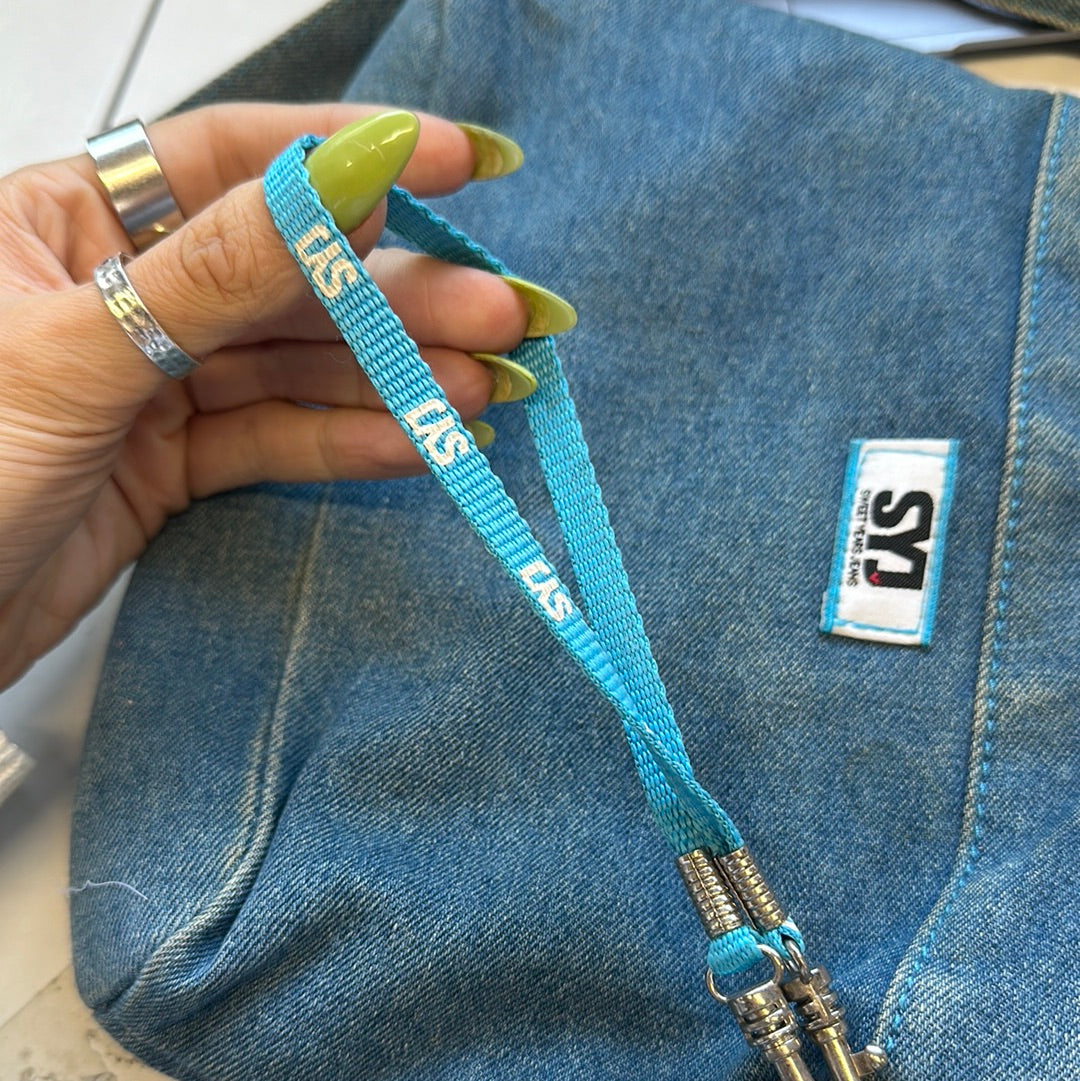 2000's denim cross body bag