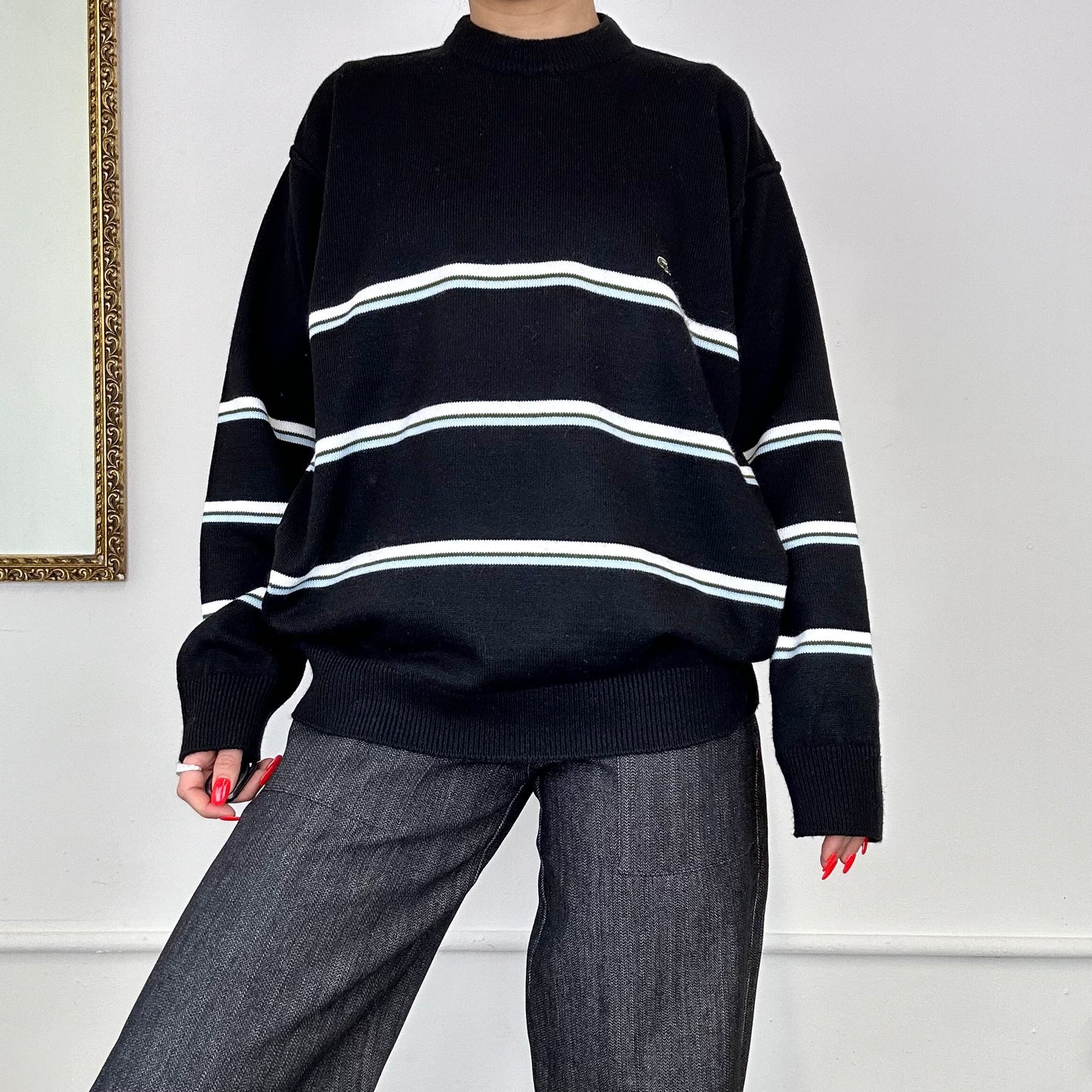 vintage lacoste striped knitted jumper