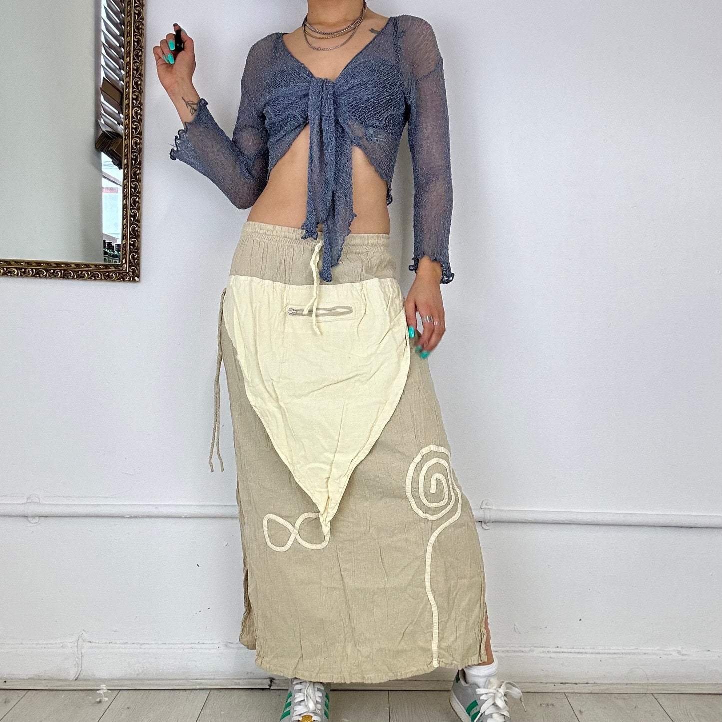 linen layered maxi skirt