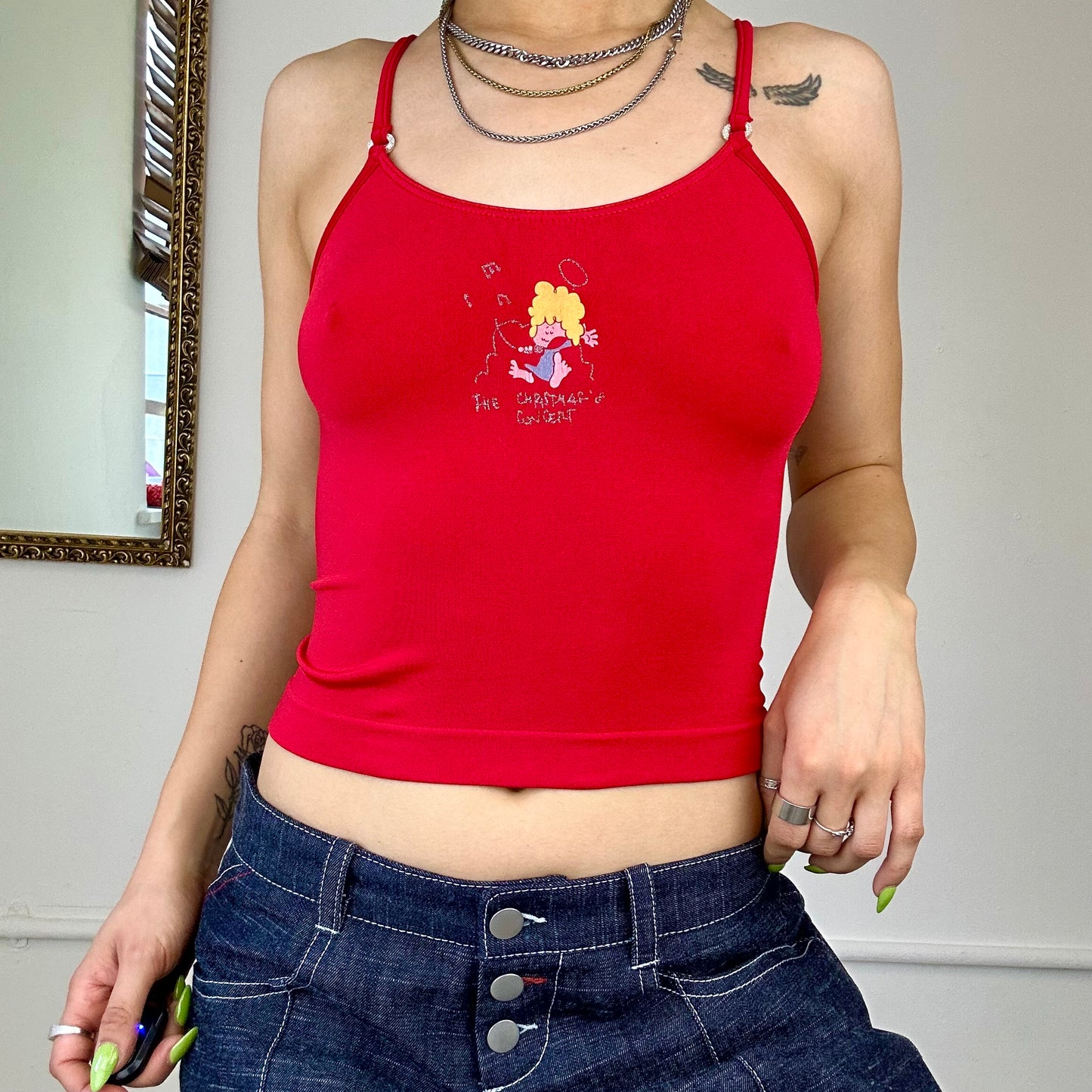 2000's red strappy tank top