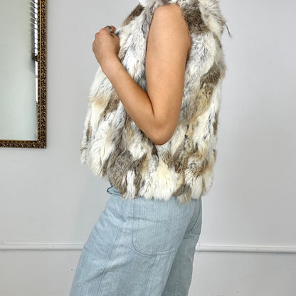 vintage fur zip up gilet