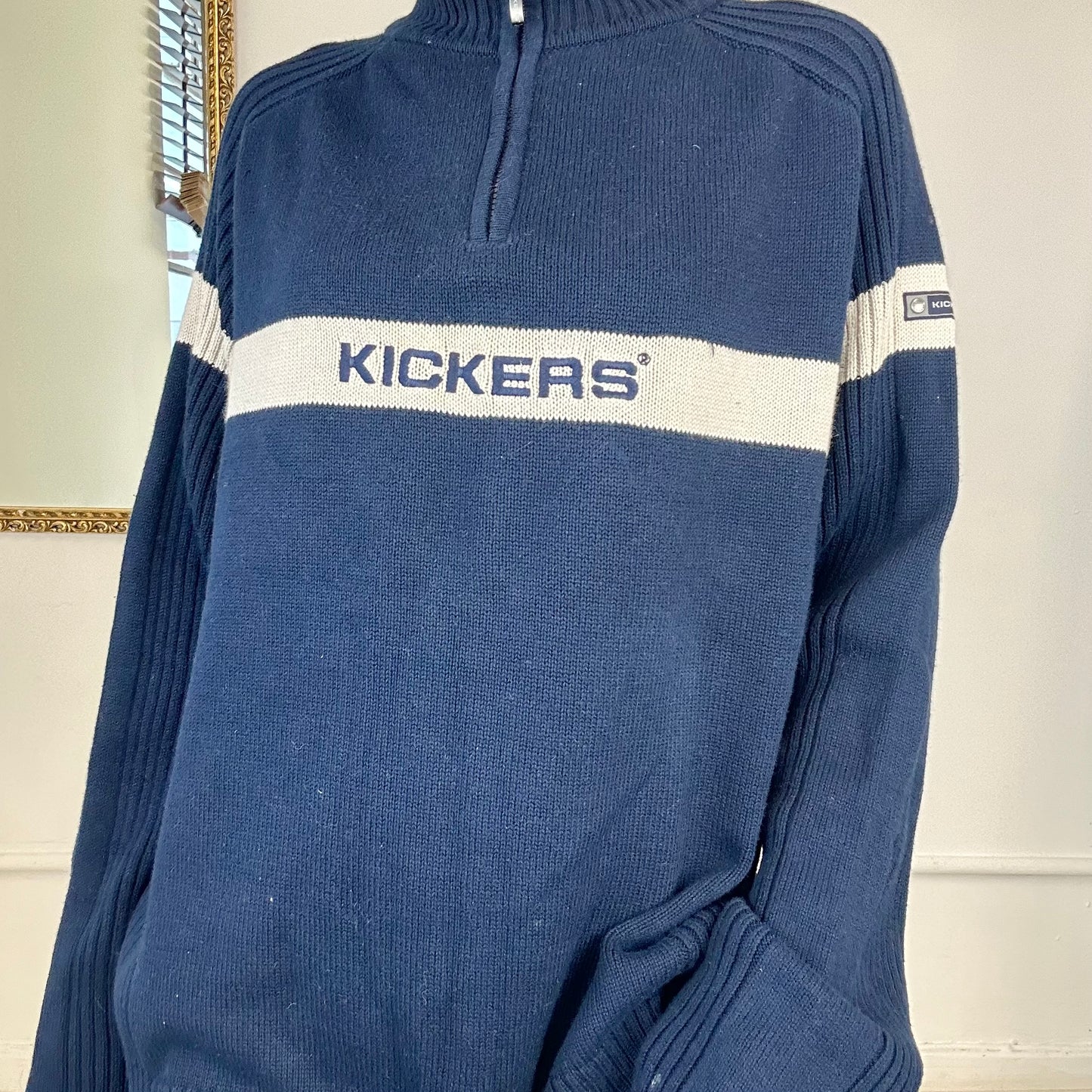 vintage kickers knitted quarter up jumper