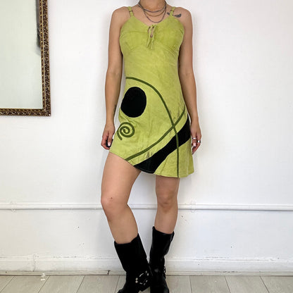 abstract lime Green mini dress