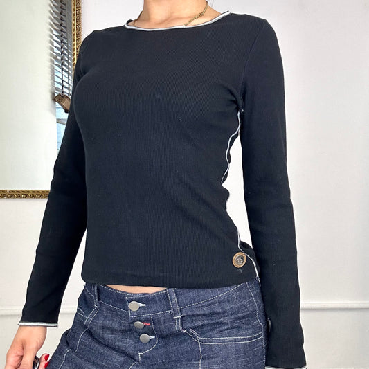 vintage moncler long sleeve black ribbed top