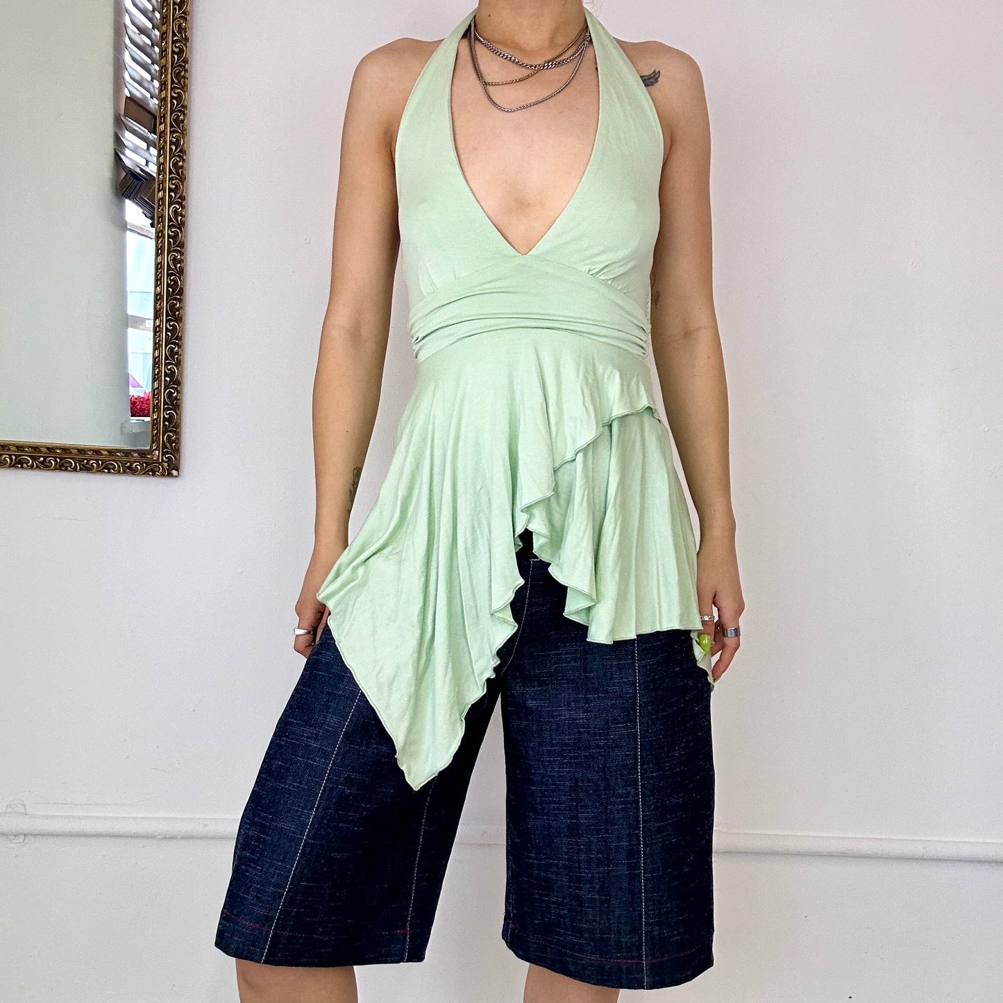 asymmetric halter neck top