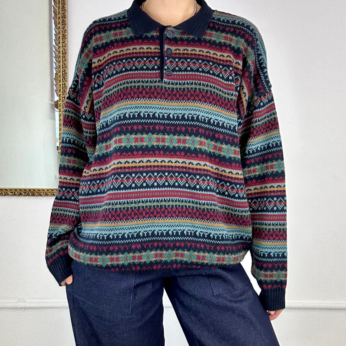 90's knitted polo jumper