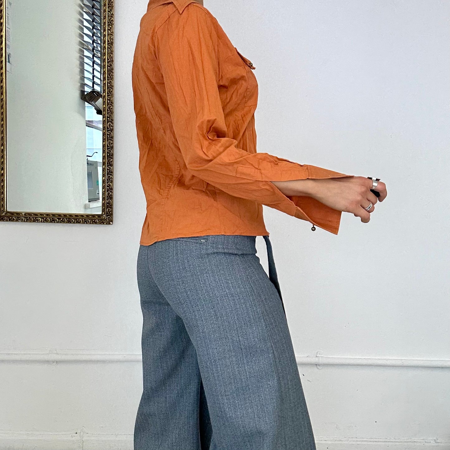 2000'sorange long sleeve blouse