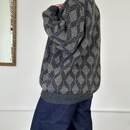 vintage geometric knitted jumper