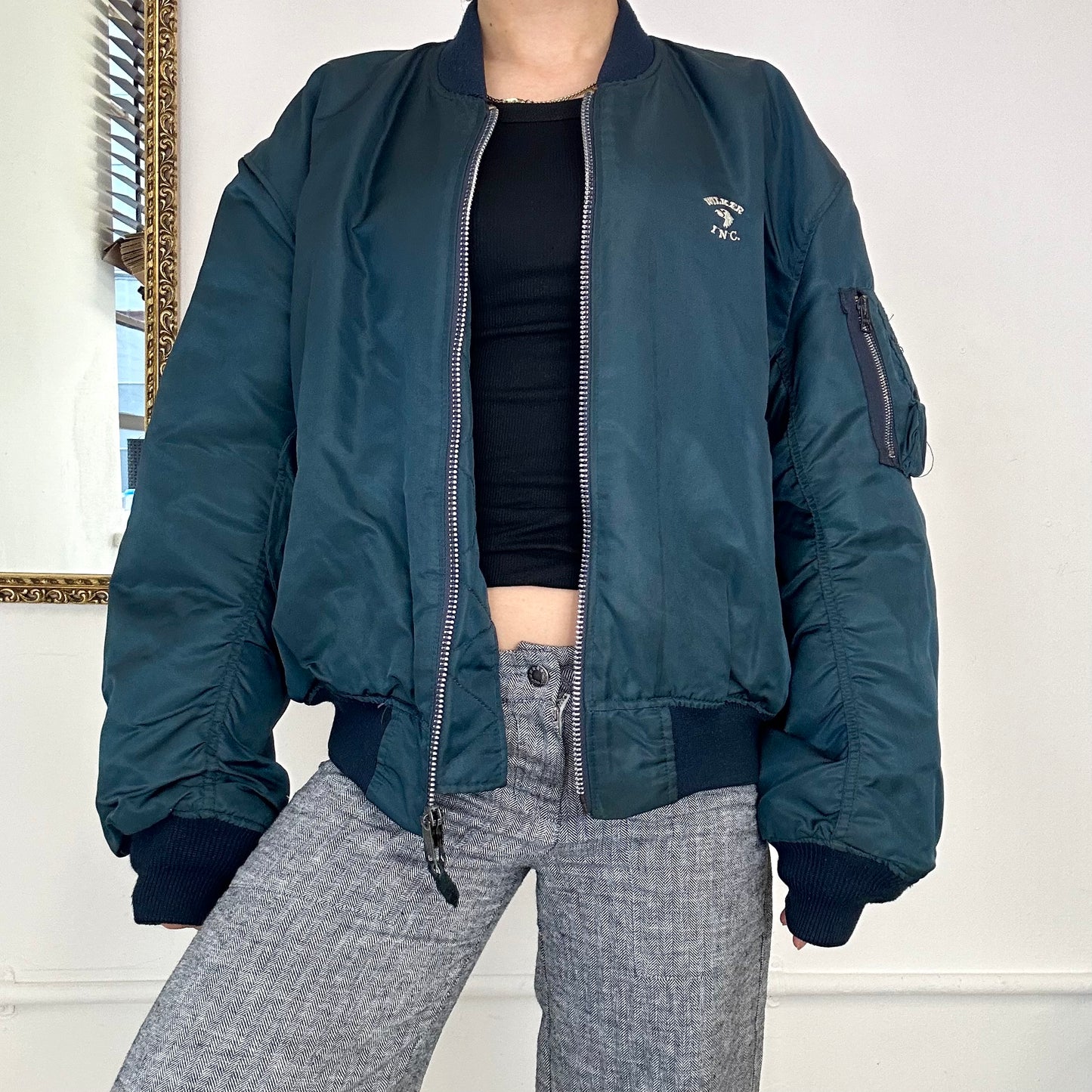 90's blue bomber jacket