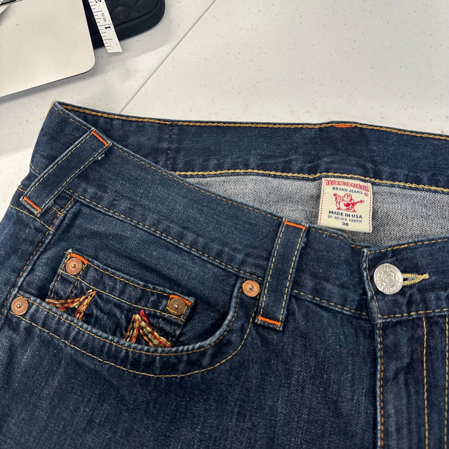 vintage true religion contrast stitch jeans