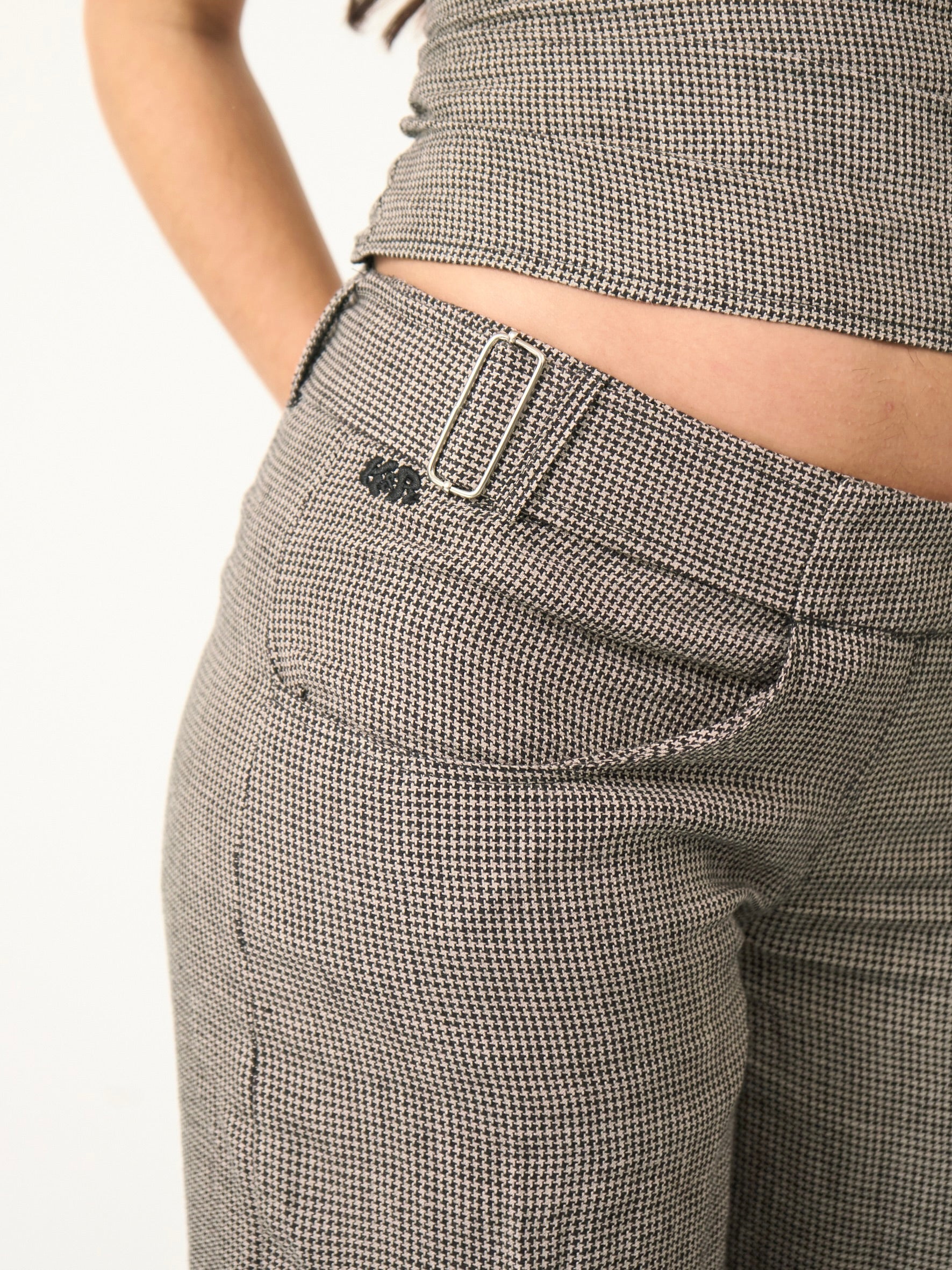 roman trouser - dogtooth linen