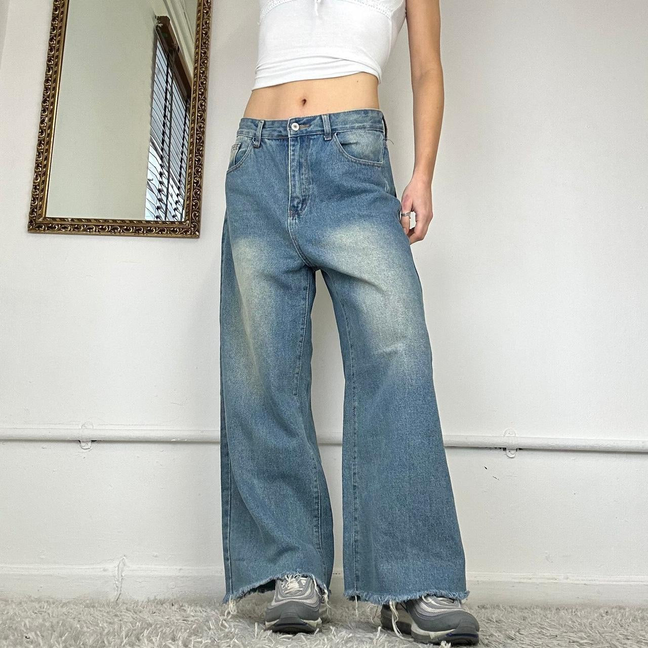 00's wide leg printed jeans