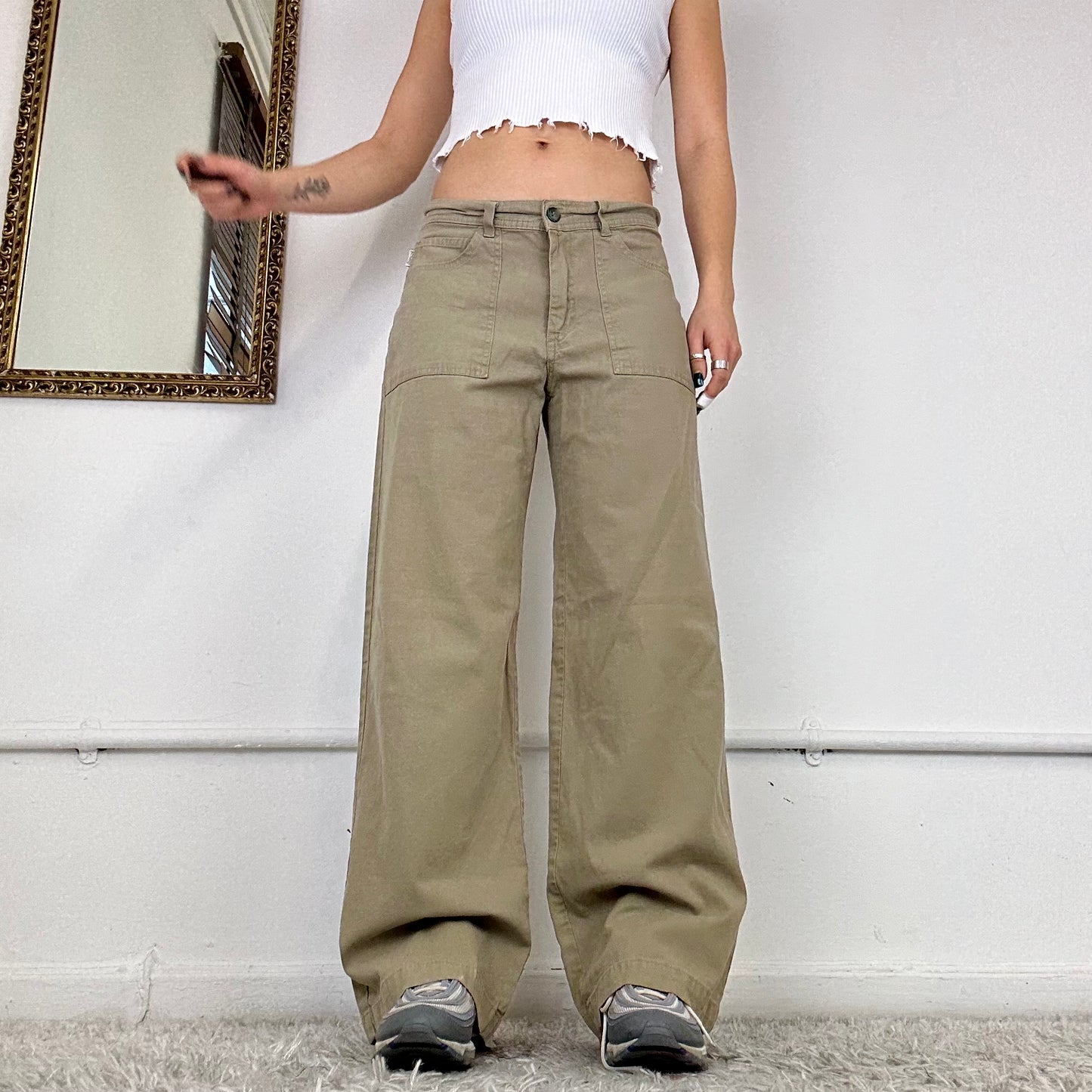 wide leg cargo trousers by angels