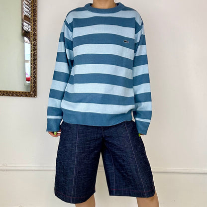 vintage blue striped lacoste knitted jumper