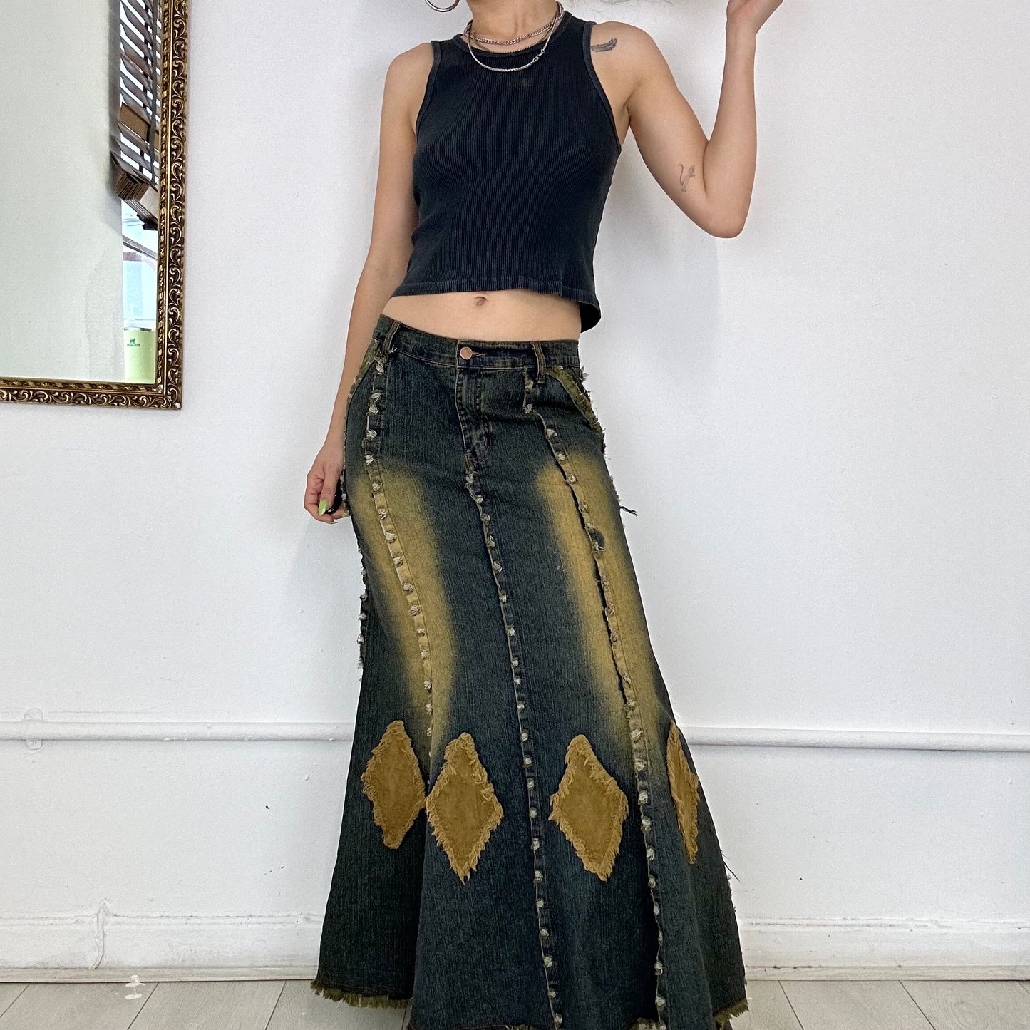 00’s denim maxi skirt