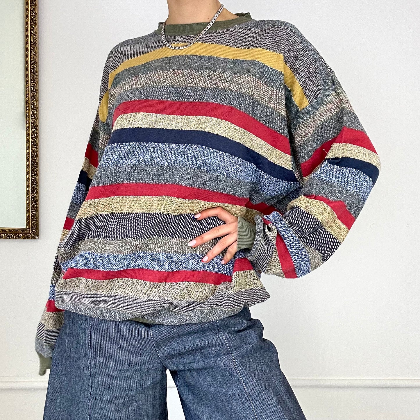 vintage colourful striped knitted jumper