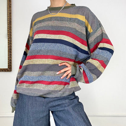 vintage colourful striped knitted jumper