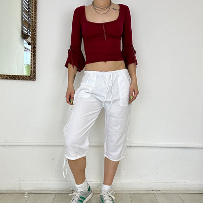 white linen capri trousers