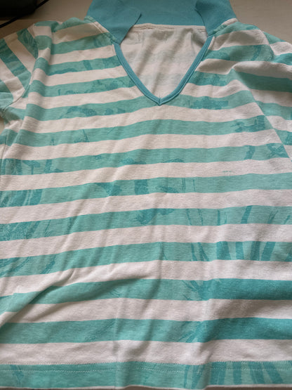 00's long sleeve blue striped polo top