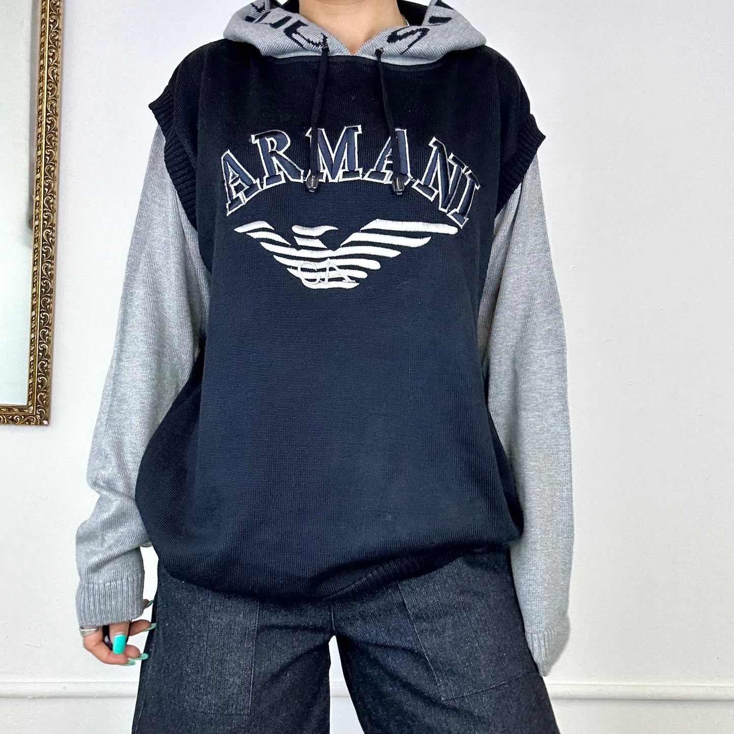 armani knitted hoodie