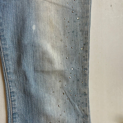 flared light wash diamantés jeans