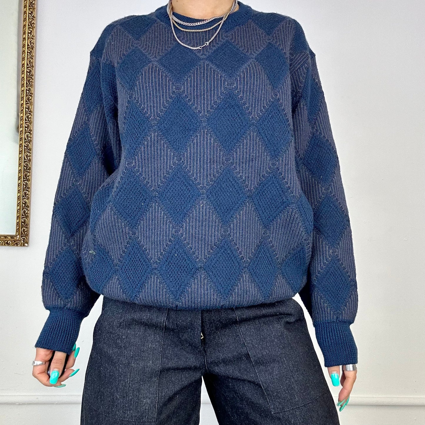 vintage blue knitted jumper