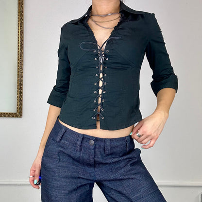 italian lace up blouse