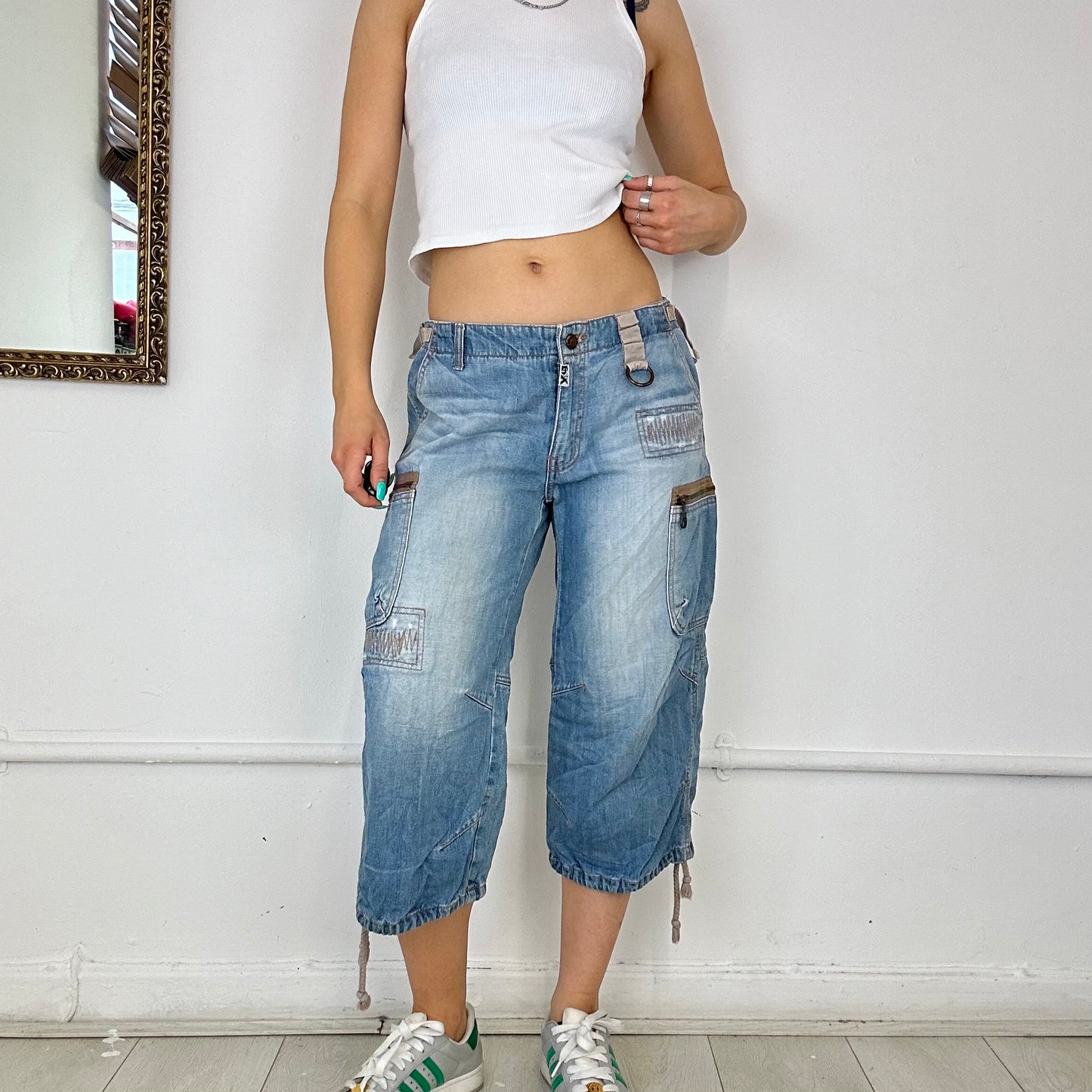 2000's long denim shorts