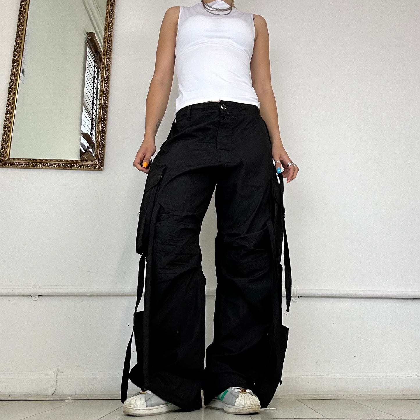 90's black raver cargo trousers