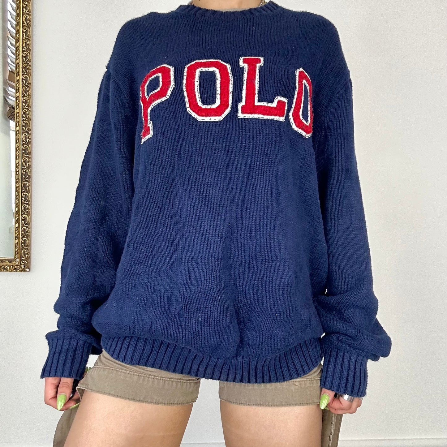 vintage navy polo knit jumper by ralph lauren