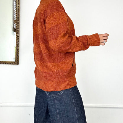 vintage orange knit zip up jumper