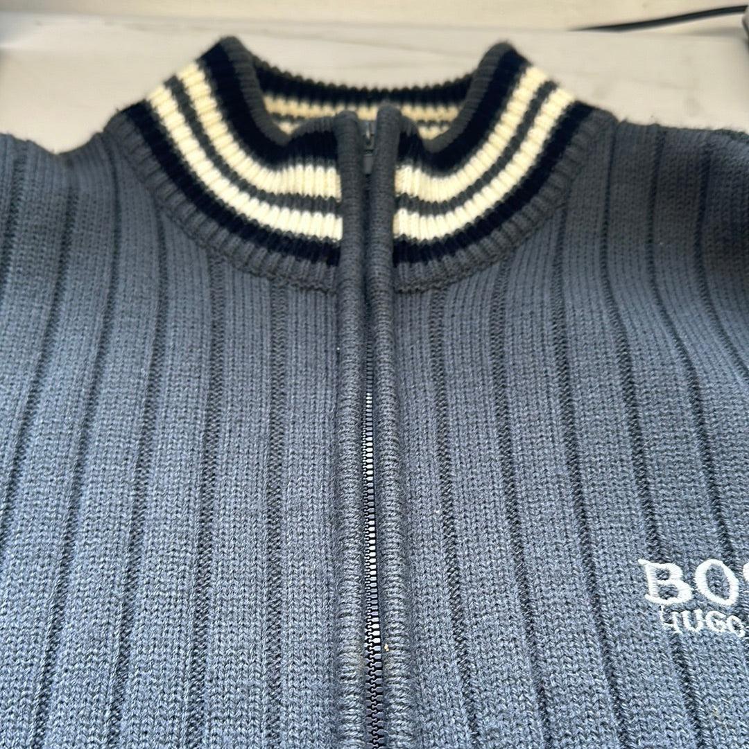 vintage hugo boss zip up knitted jumper