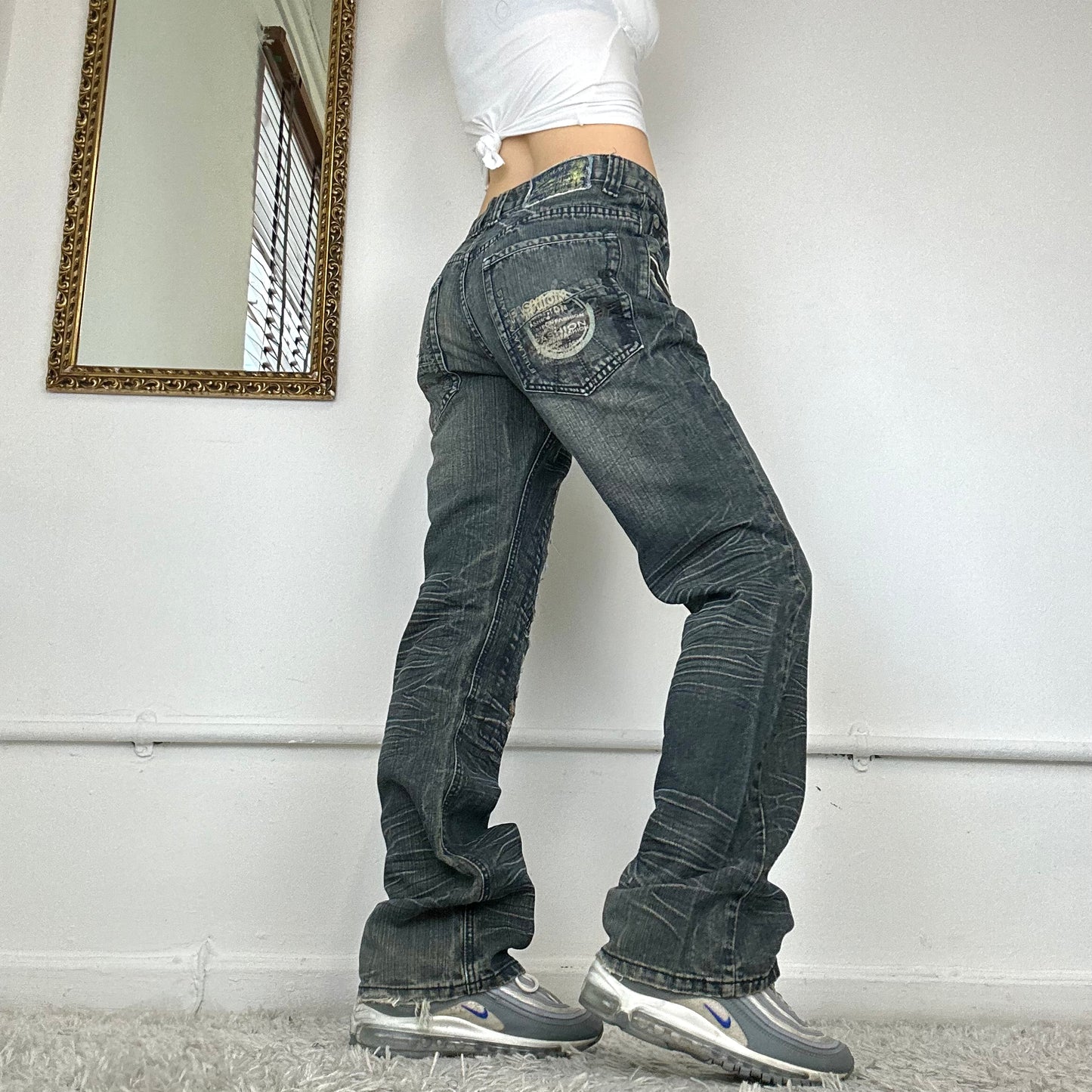 straight leg distressed skate jeans