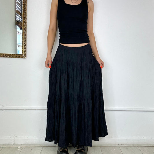 black pleated maxi skirt