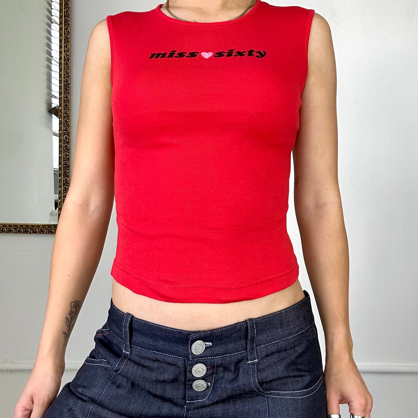 2000's red miss sixty tank top