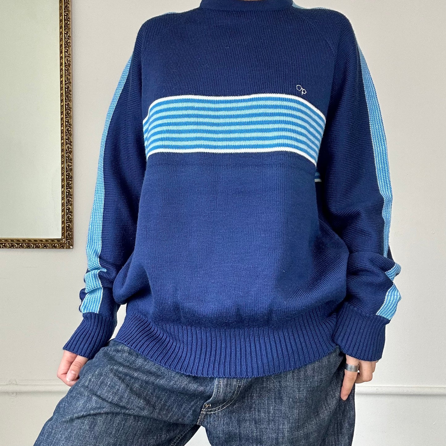 vintage blue striped knit jumper