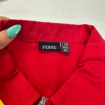 vintage ferre red sleeveless zip up top