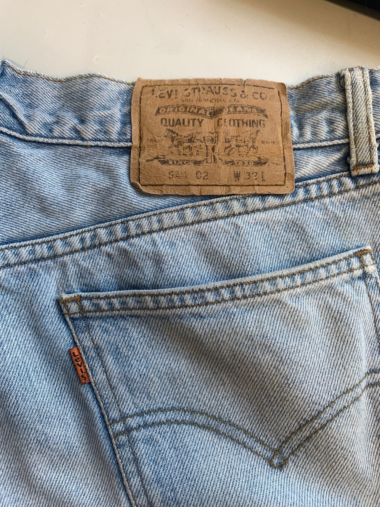 vintage levi's denim light wash  shorts