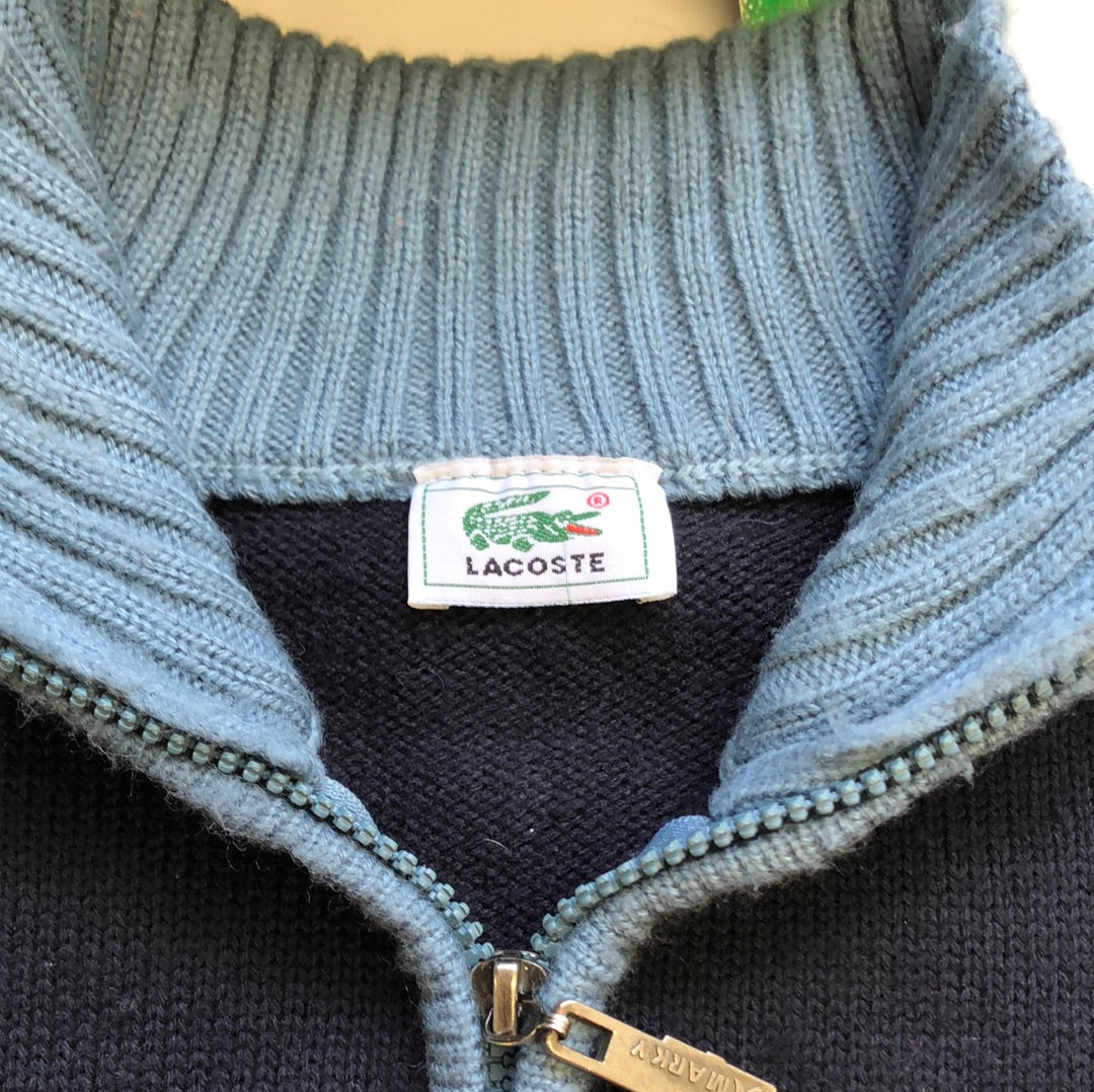 lacoste knitted zip up jumper