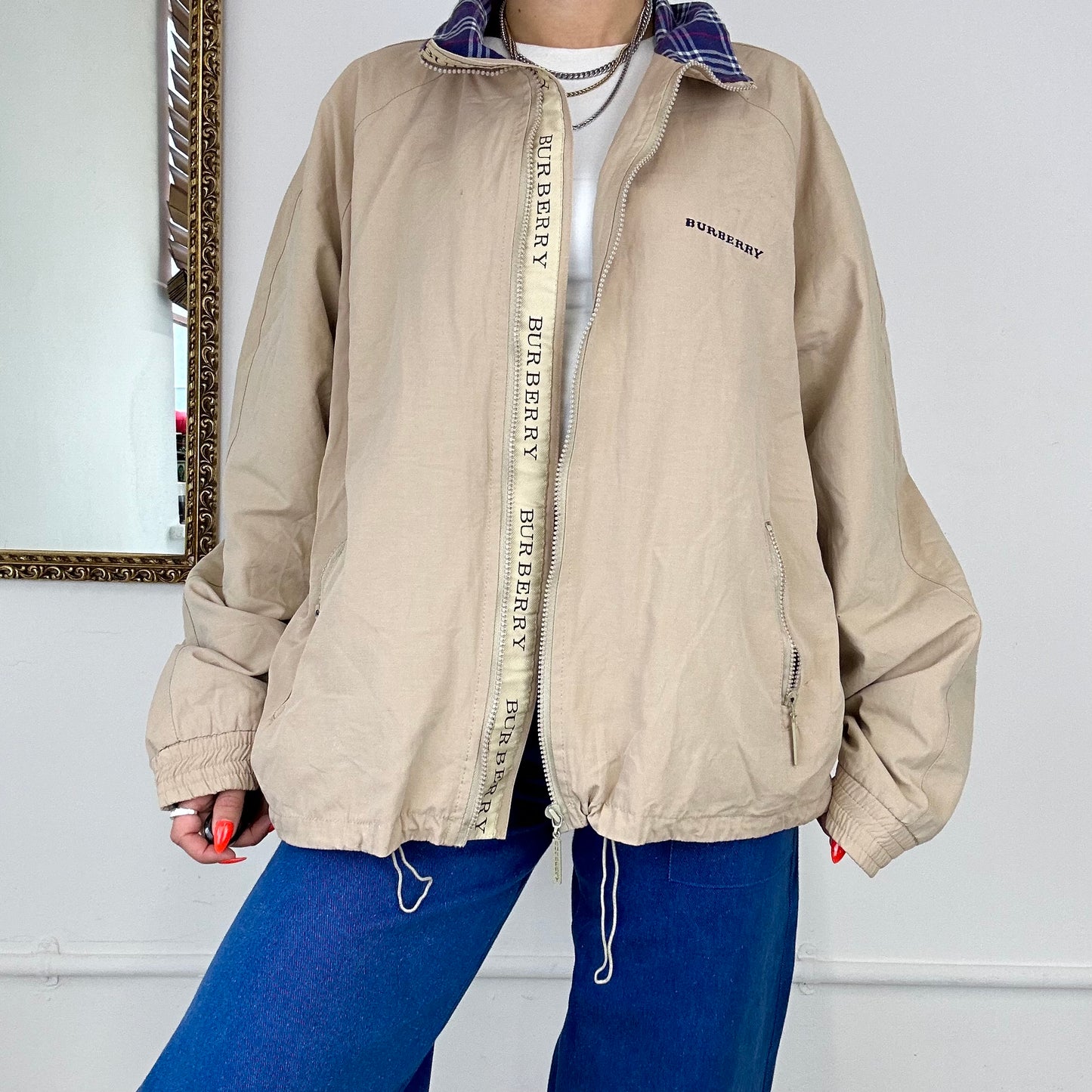 90’s burberry zip up jacket