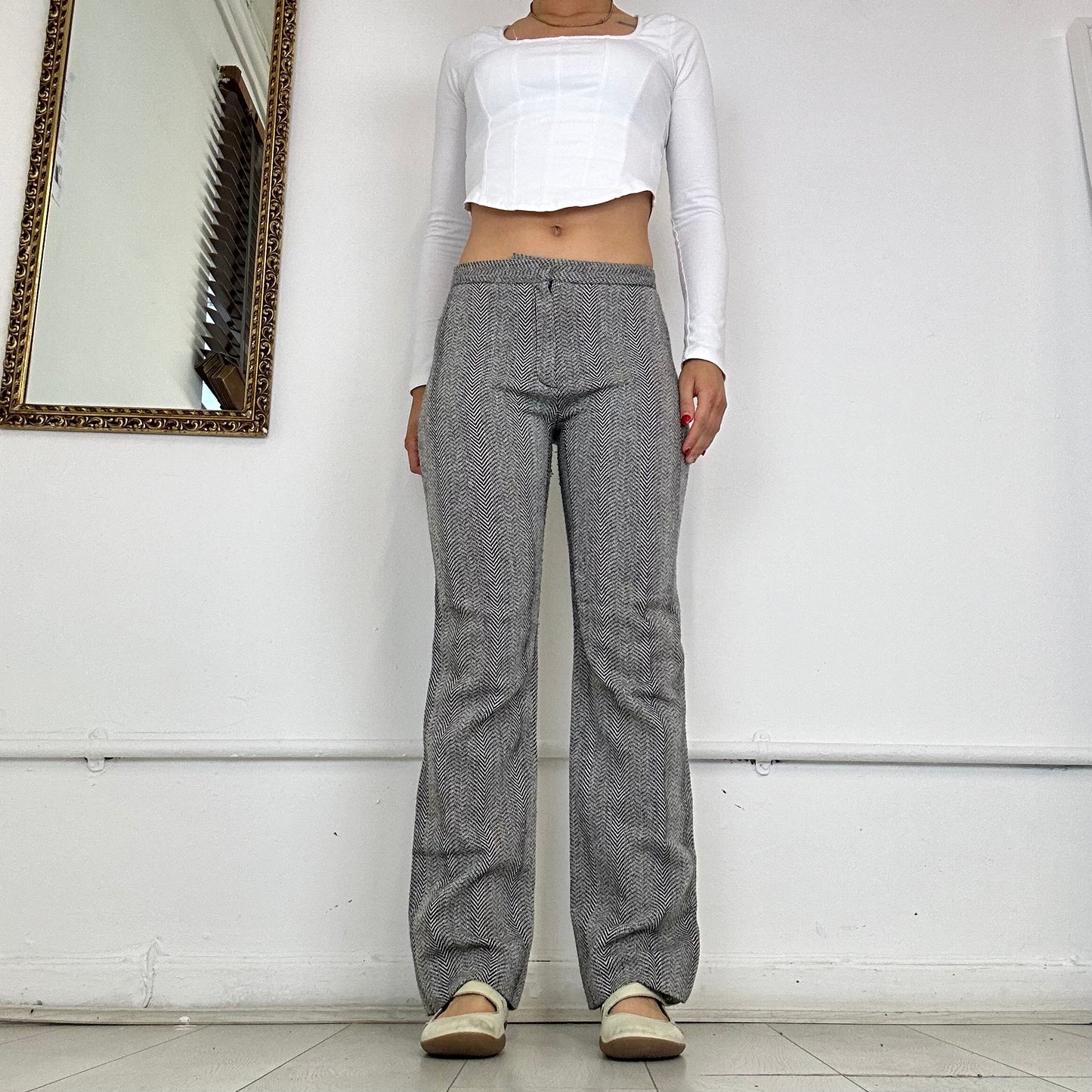 vintage versus by versace straight leg wool trousers