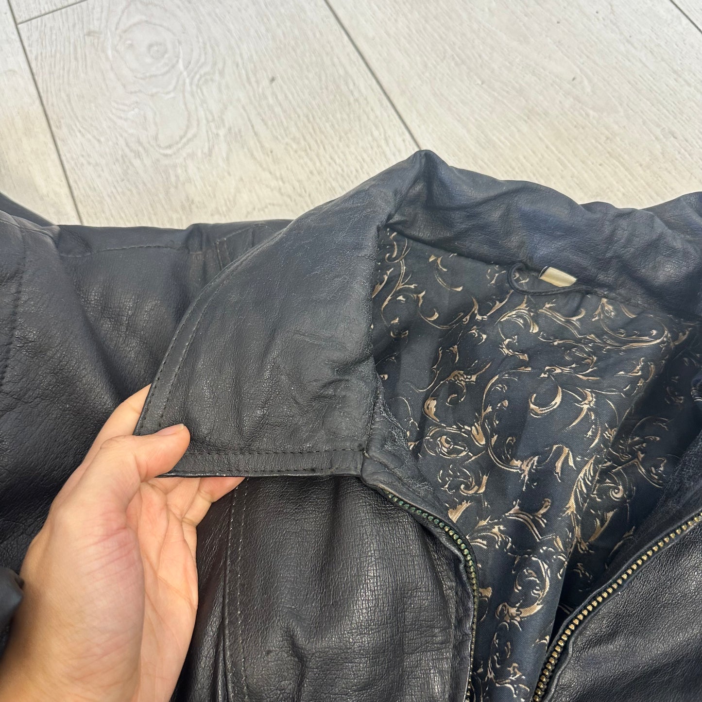 black leather bomber jacket